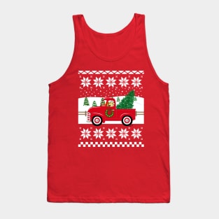 Yellow Labrador Red Truck Christmas Ugly Sweater Tank Top